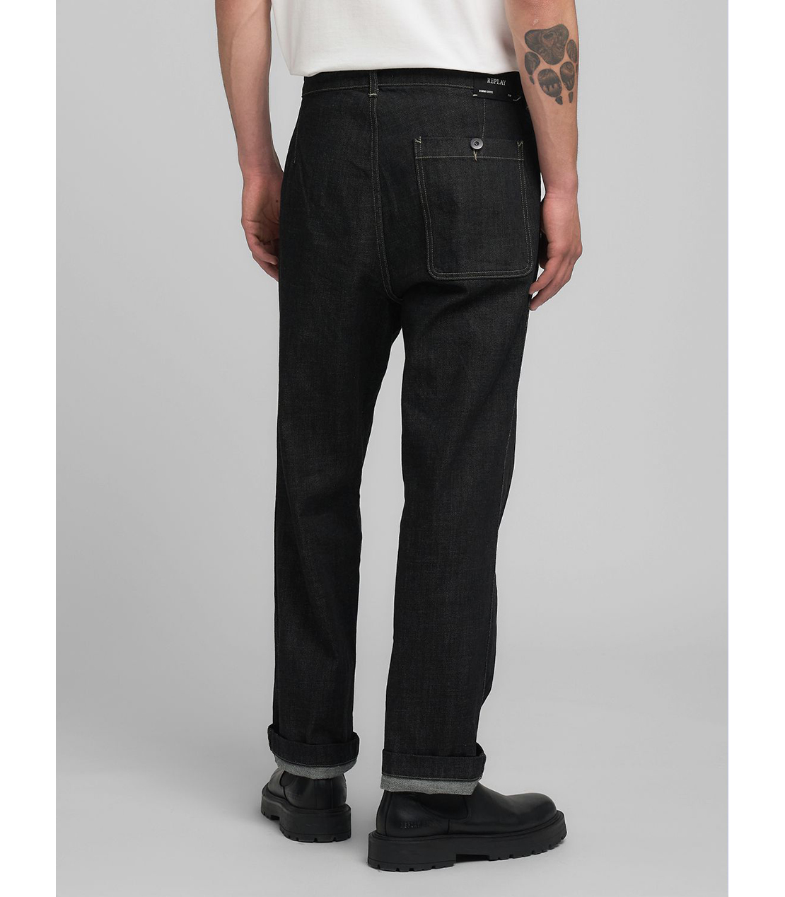 リラックスフィットELYM デニムチノパンツ 詳細画像 ブラック 3